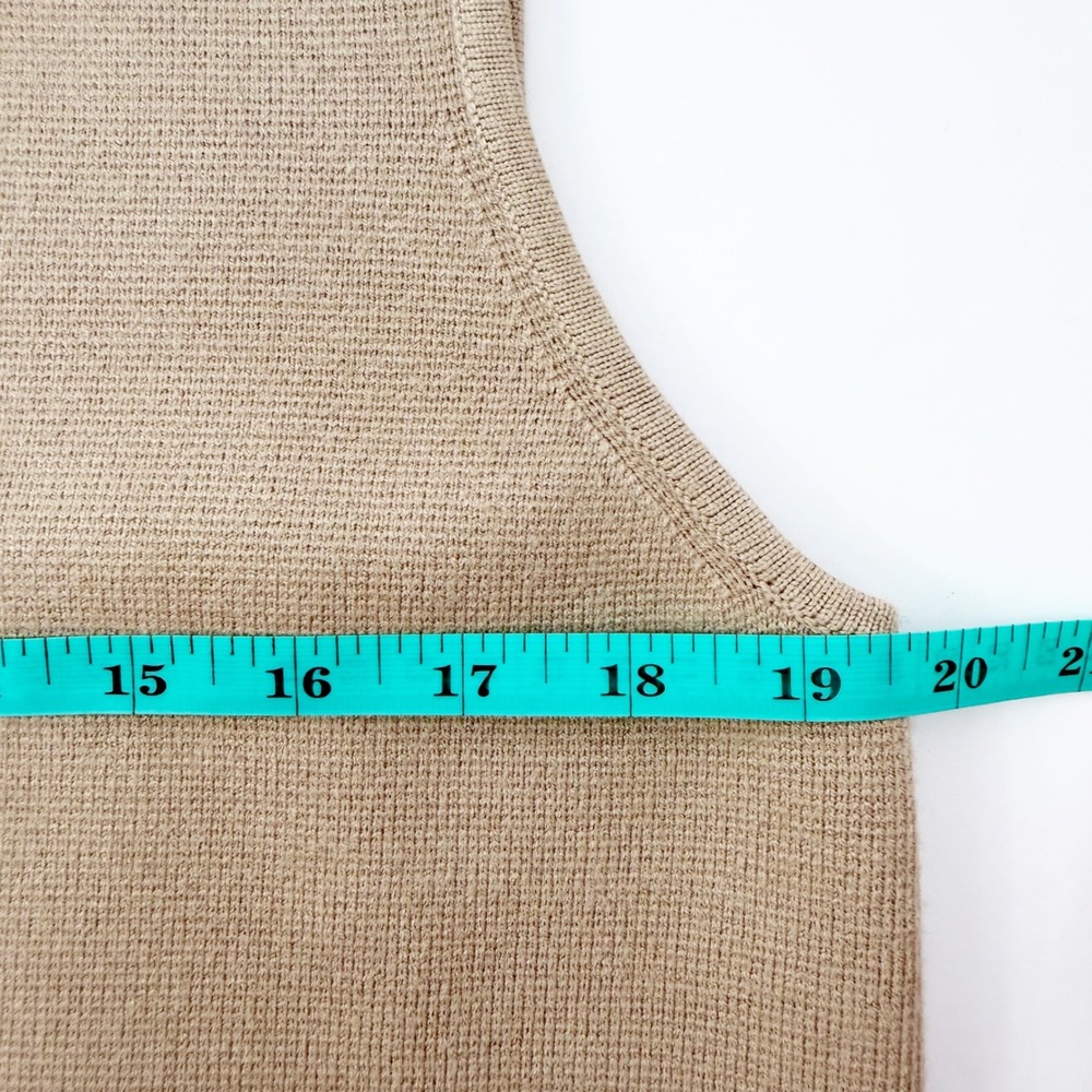 Abercrombie & Fitch Sweater Vest Women Medium Tan Polo Collar Knit Sleeveless - Picture 3 of 5